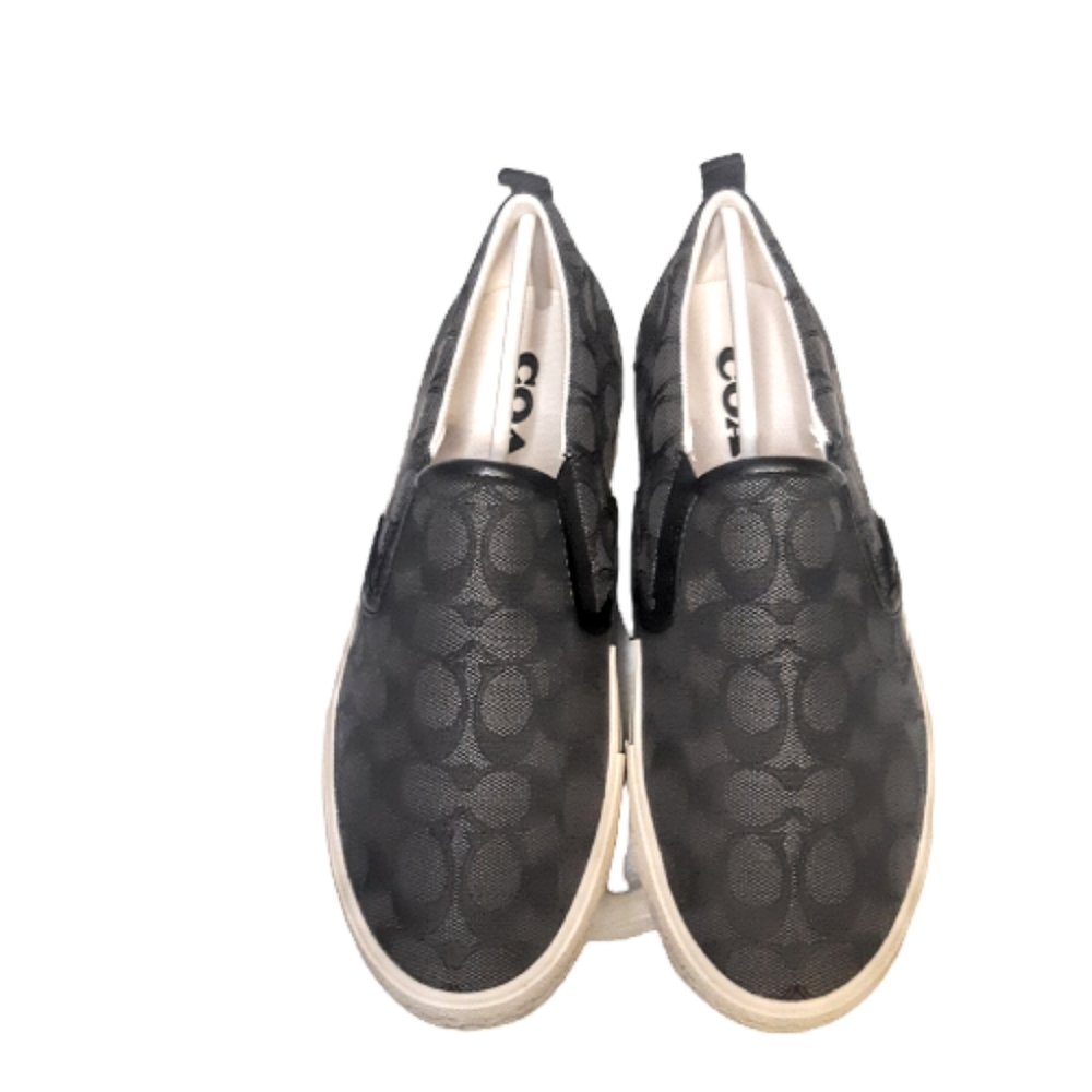 Coach Skate Slip On Sneaker Loafer Signature Jacquard Gray Black Vans - Picture 4 of 9